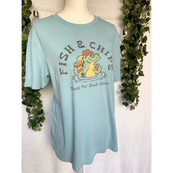 Old Navy Other - Old Navy Soft Washed Fish & Chips Short Sleeve Graphic T Shirt Men's Medium